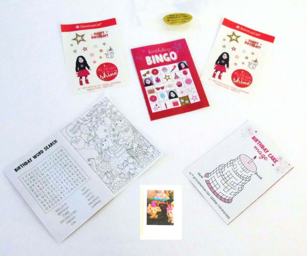 American Girl Birthday Party Favors Doll Bingo Word Search Stickers Picture Maze